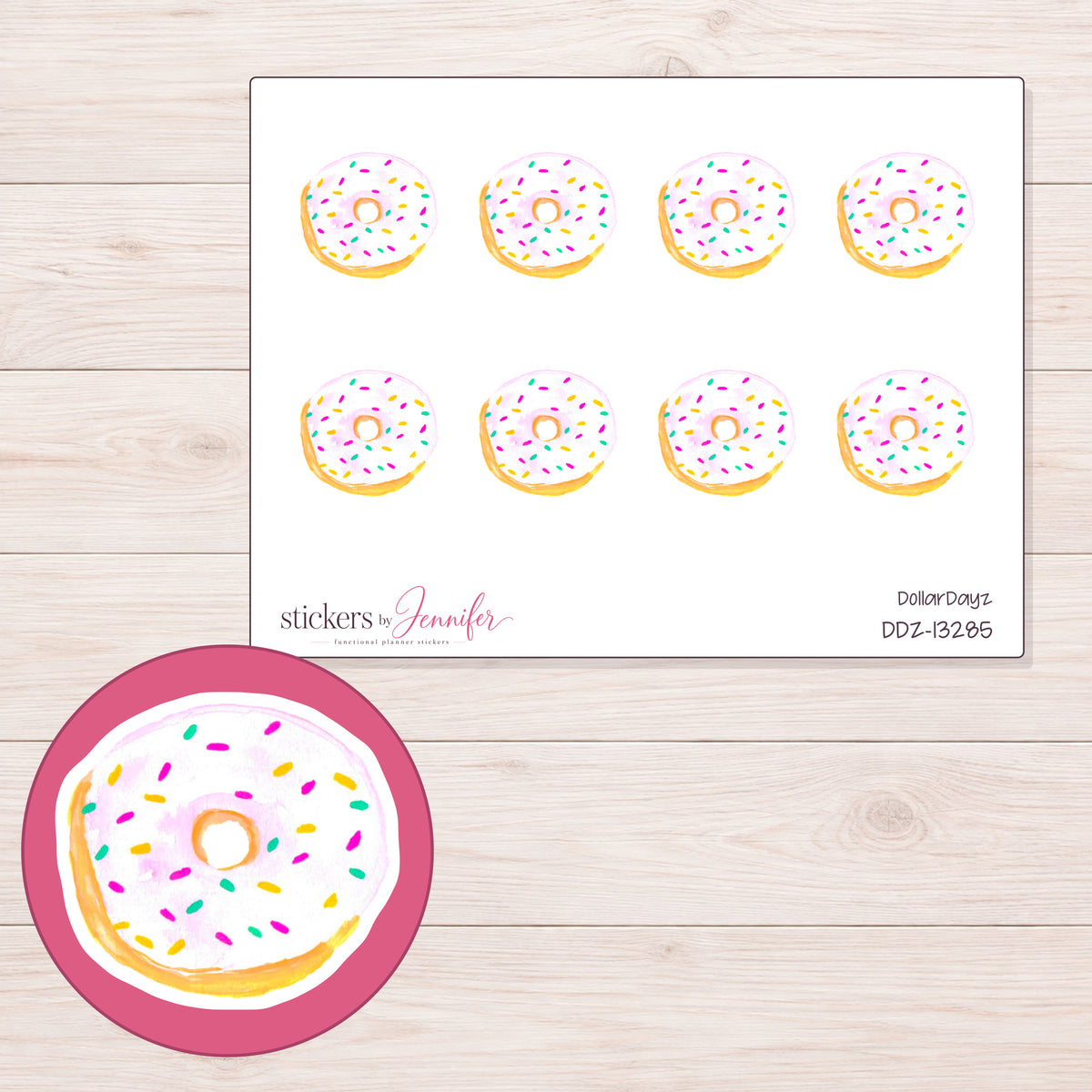 DDZ-13285 planner sticker sheet with enlarged sticker detail