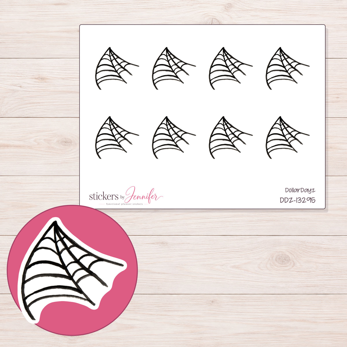 DDZ-13295 planner sticker sheet with enlarged sticker detail