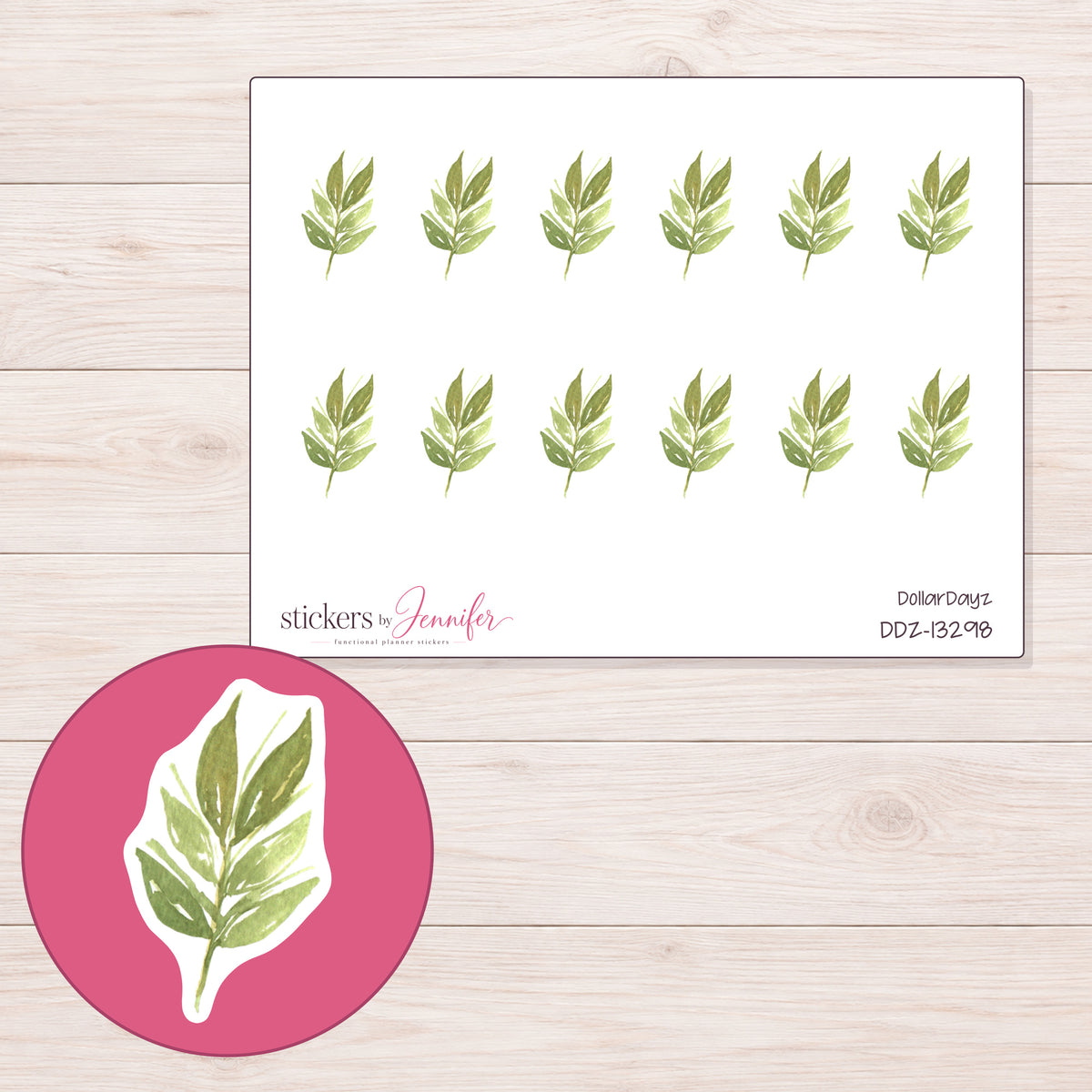 DDZ-13298 planner sticker sheet with enlarged sticker detail