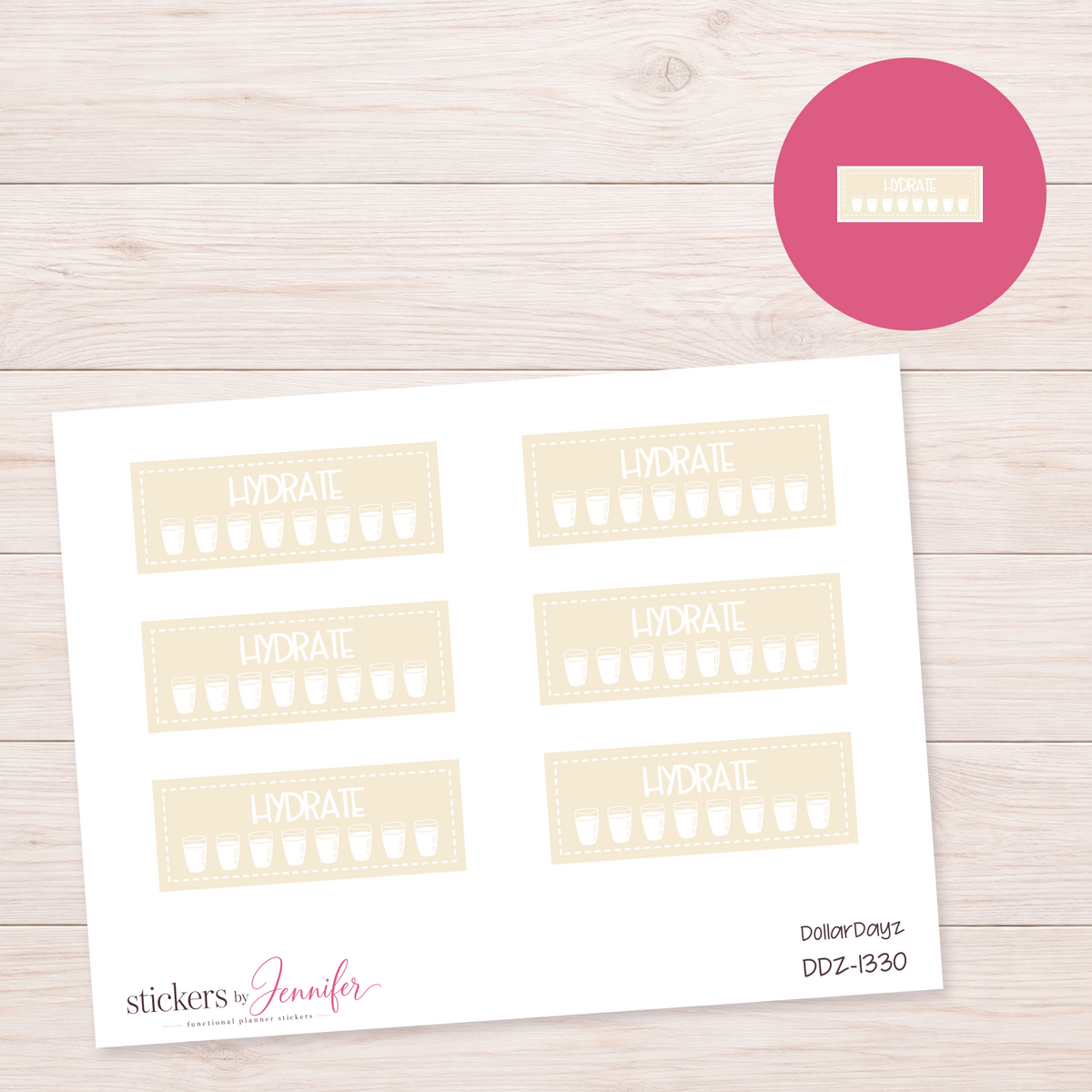 Cream Water Glass Tracker Planner Stickers | DDZ-1330