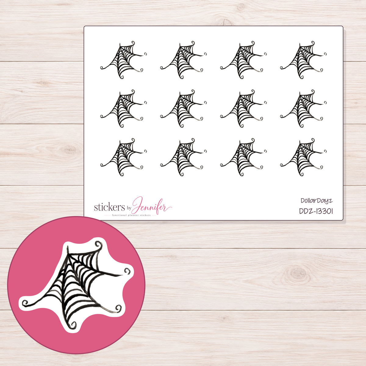 DDZ-13301 planner sticker sheet with enlarged sticker detail