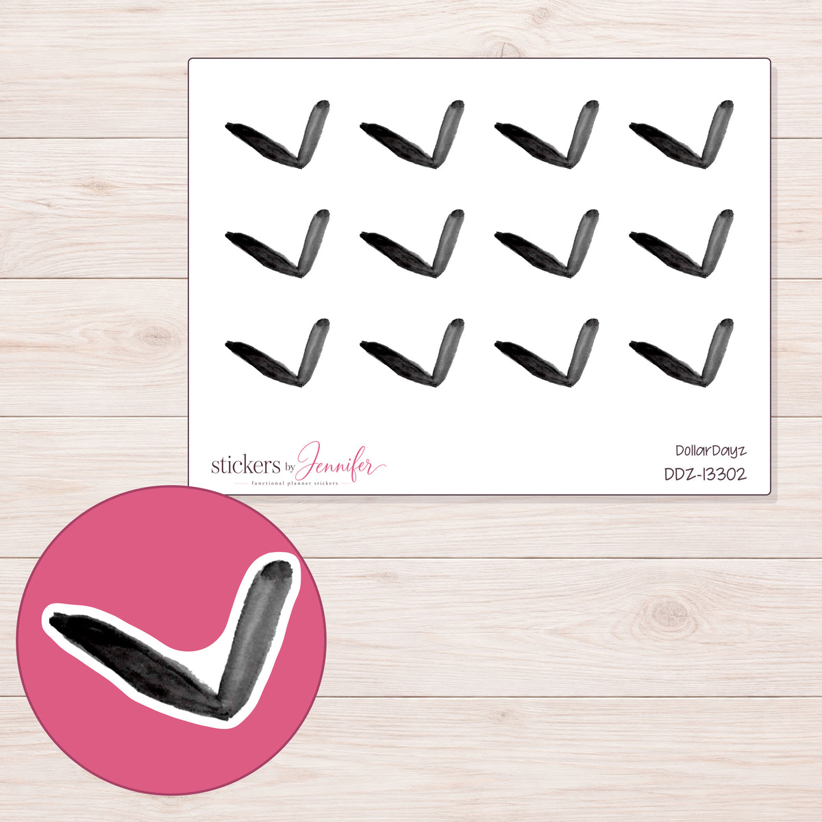 DDZ-13302 planner sticker sheet with enlarged sticker detail