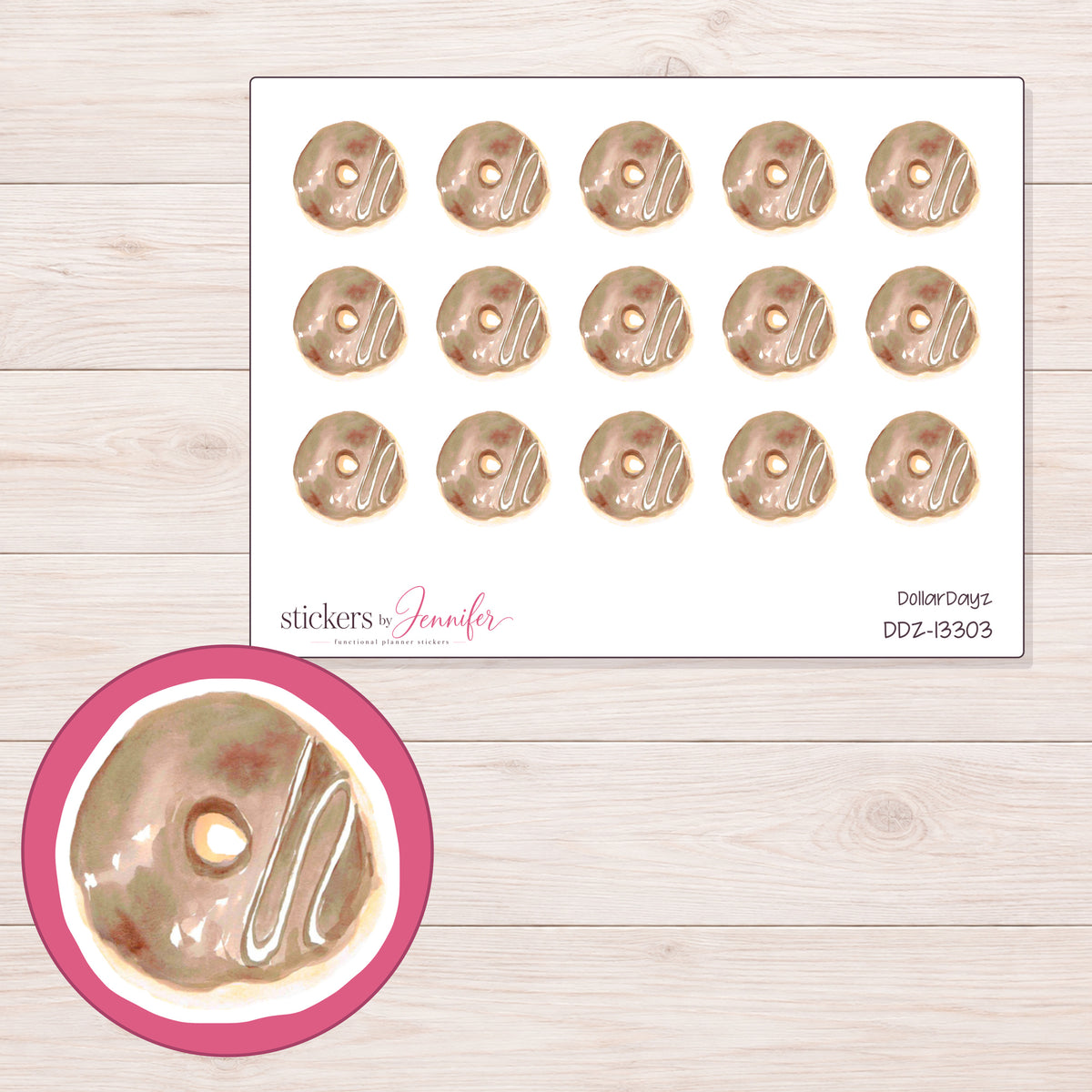 DDZ-13303 planner sticker sheet with enlarged sticker detail