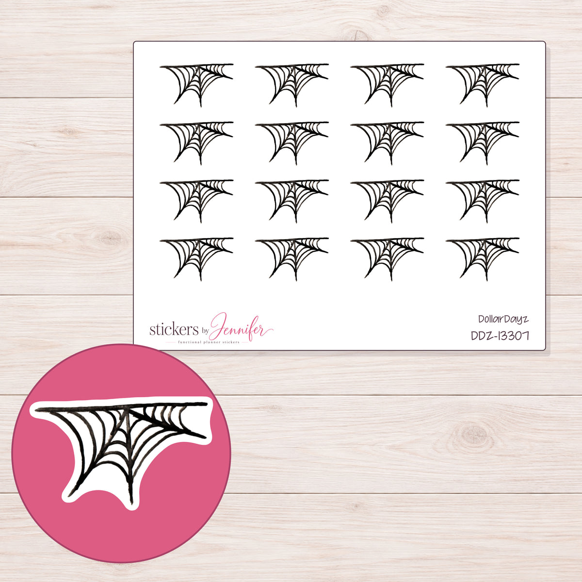 DDZ-13307 planner sticker sheet with enlarged sticker detail