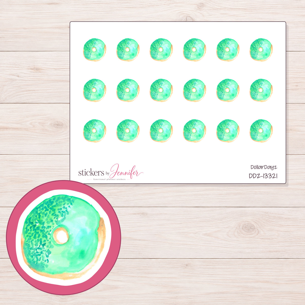DDZ-13321 planner sticker sheet with enlarged sticker detail