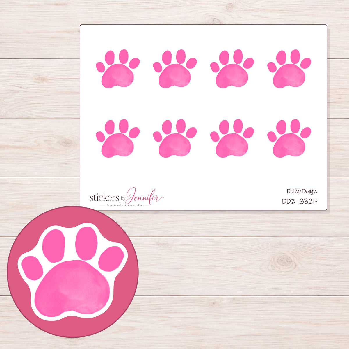 DDZ-13324 planner sticker sheet with enlarged sticker detail