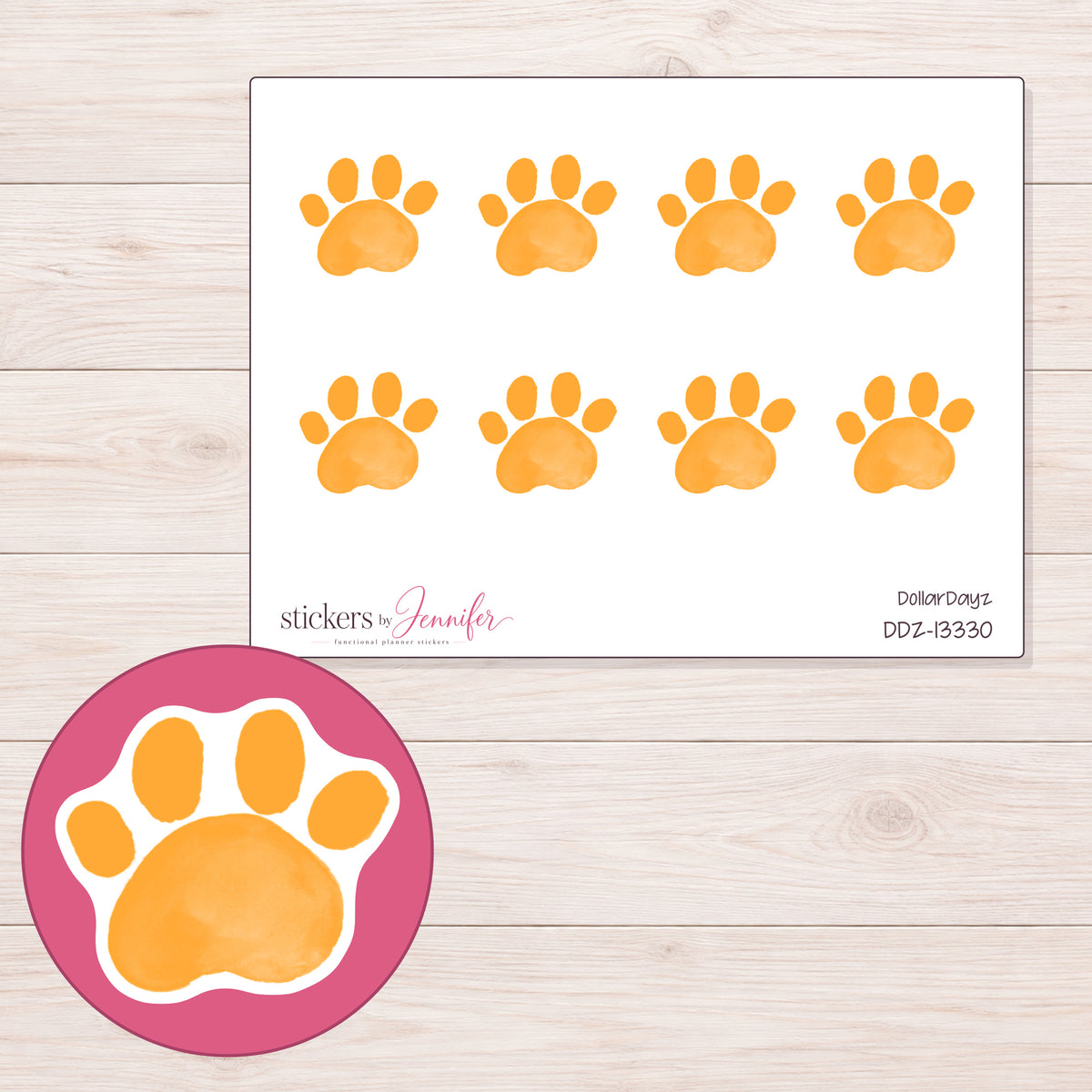 DDZ-13330 planner sticker sheet with enlarged sticker detail
