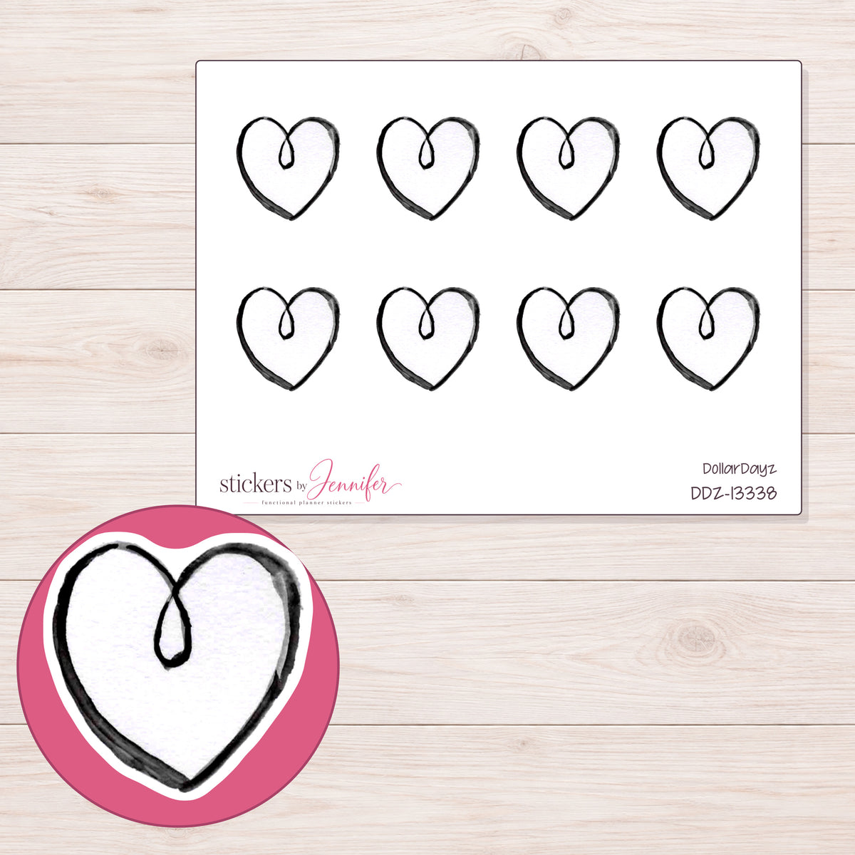 DDZ-13338 planner sticker sheet with enlarged sticker detail