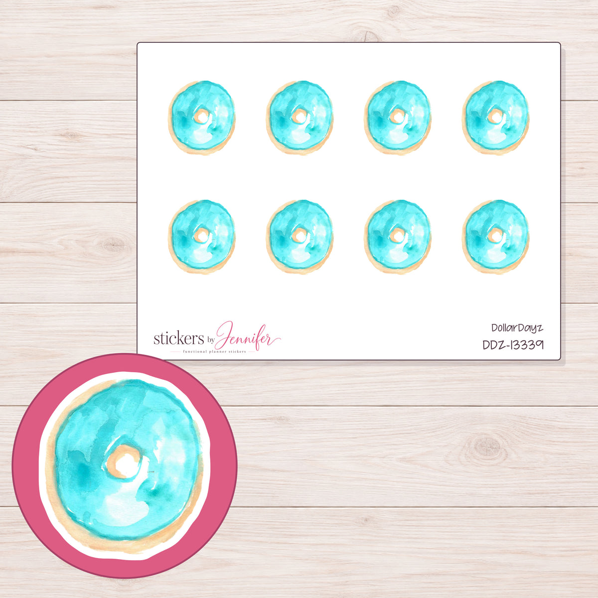 DDZ-13339 planner sticker sheet with enlarged sticker detail
