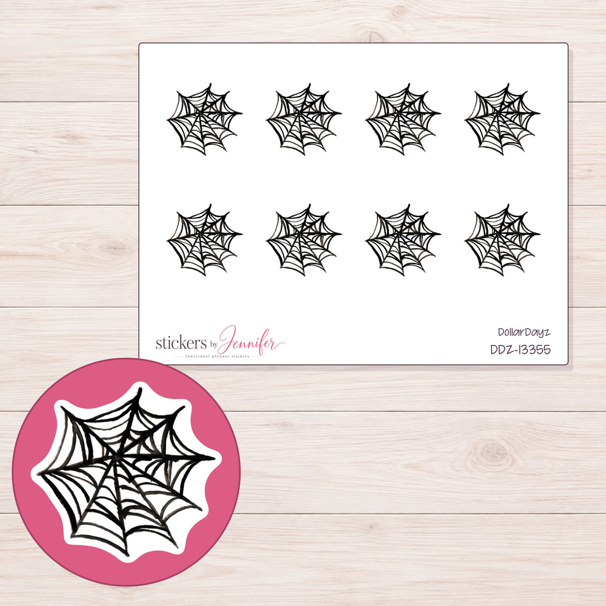DDZ-13355 planner sticker sheet with enlarged sticker detail