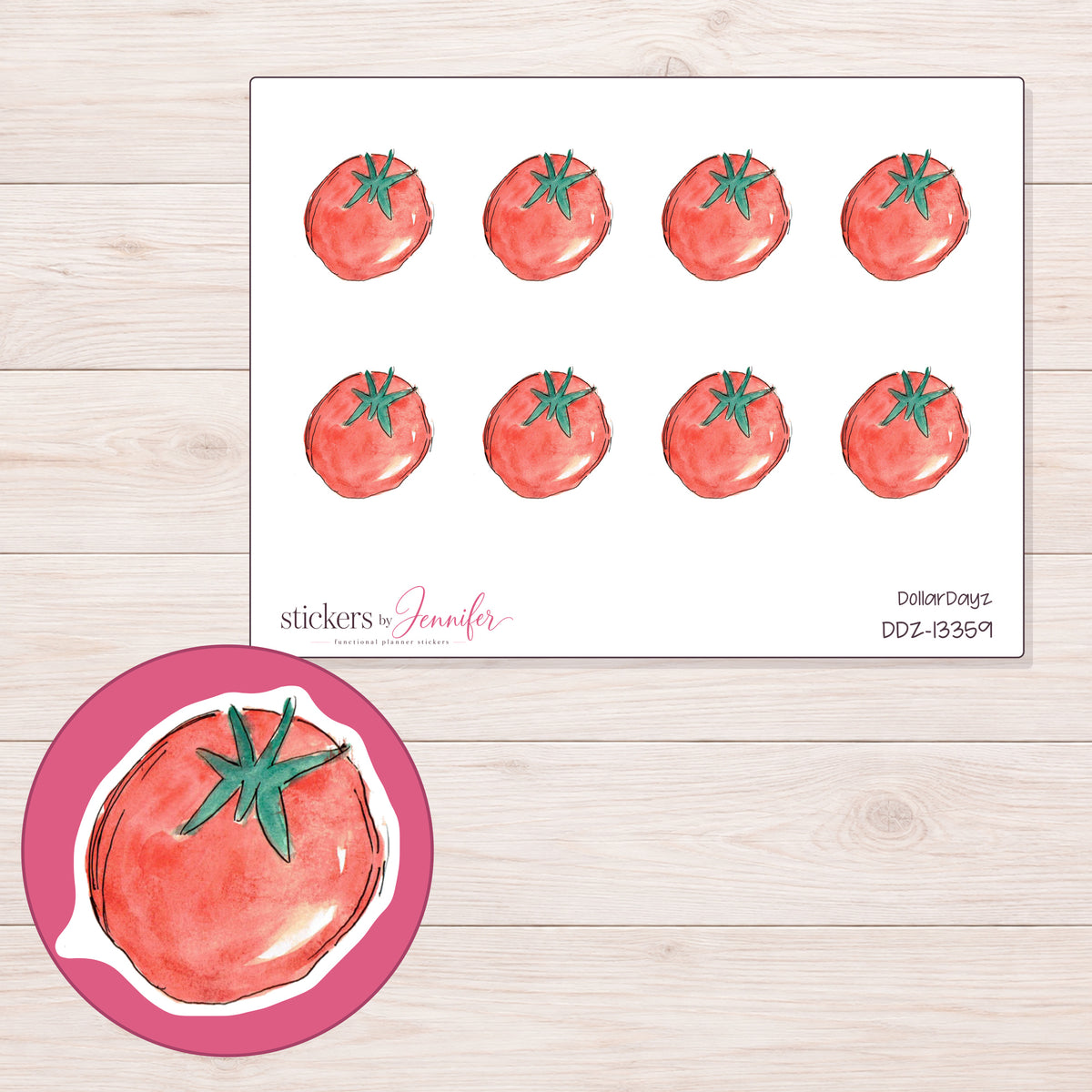 DDZ-13359 planner sticker sheet with enlarged sticker detail