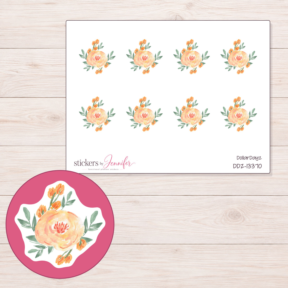 DDZ-13370 planner sticker sheet with enlarged sticker detail