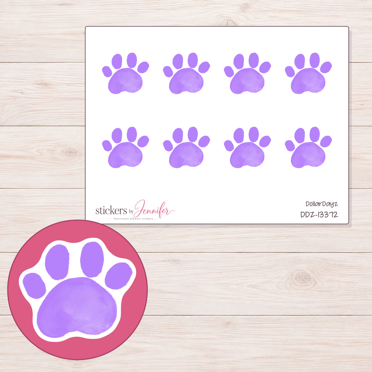 DDZ-13372 planner sticker sheet with enlarged sticker detail