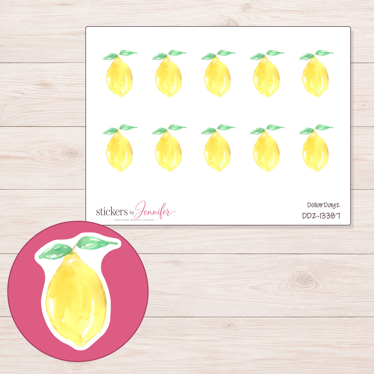 DDZ-13387 planner sticker sheet with enlarged sticker detail