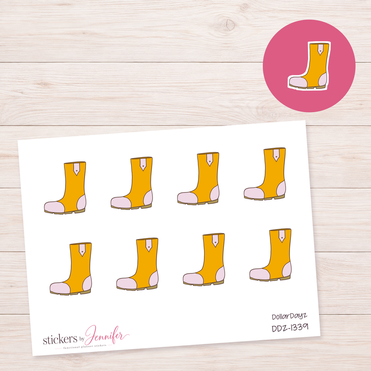 Yellow Rain Boot Planner Stickers | DDZ-1339