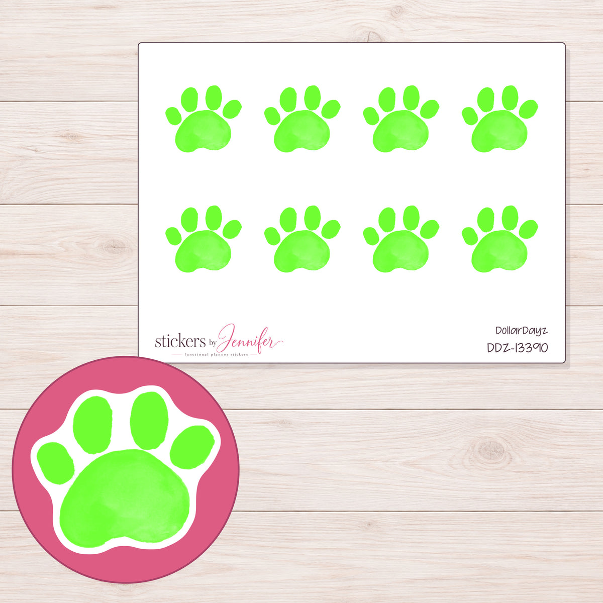 DDZ-13390 planner sticker sheet with enlarged sticker detail
