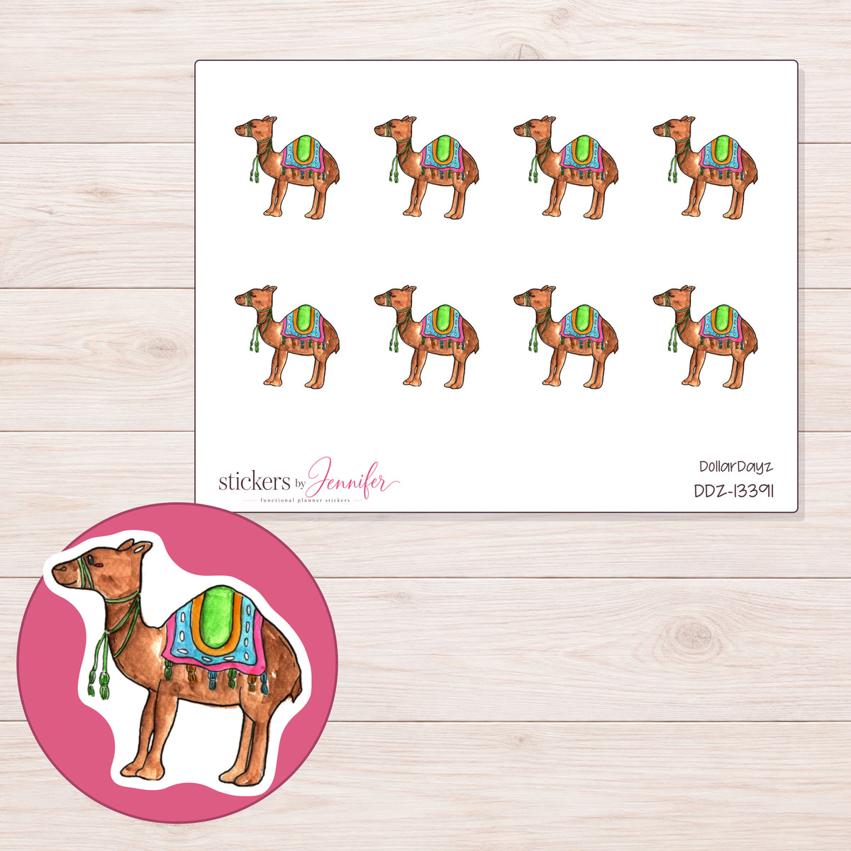 DDZ-13391 planner sticker sheet with enlarged sticker detail