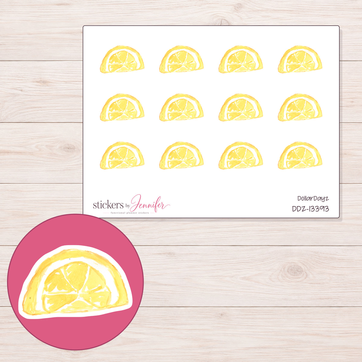 DDZ-13393 planner sticker sheet with enlarged sticker detail
