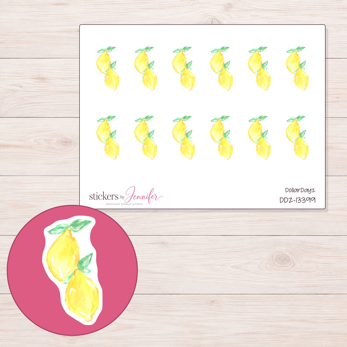 DDZ-13399 planner sticker sheet with enlarged sticker detail