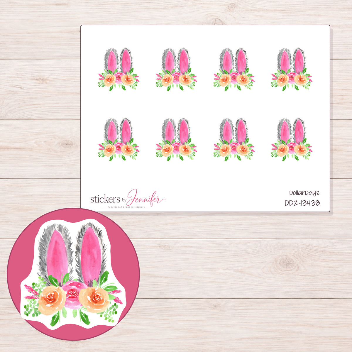 DDZ-13438 planner sticker sheet with enlarged sticker detail