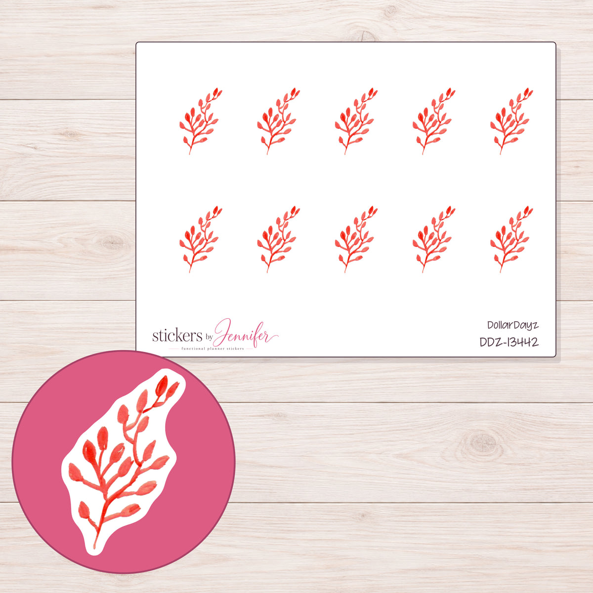 DDZ-13442 planner sticker sheet with enlarged sticker detail