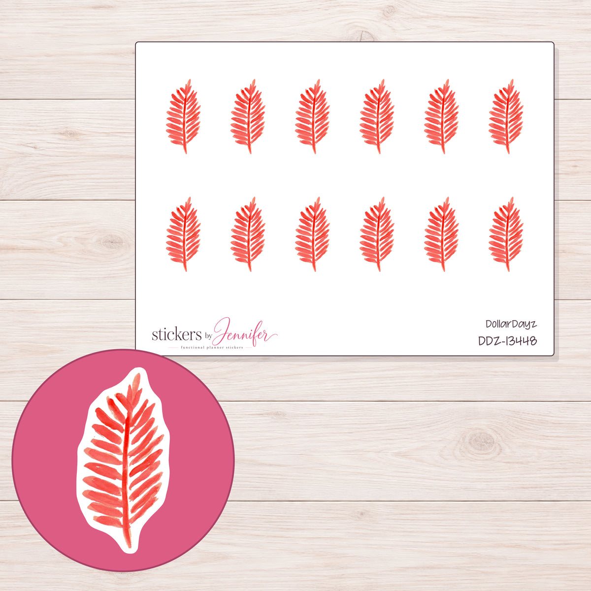 DDZ-13448 planner sticker sheet with enlarged sticker detail