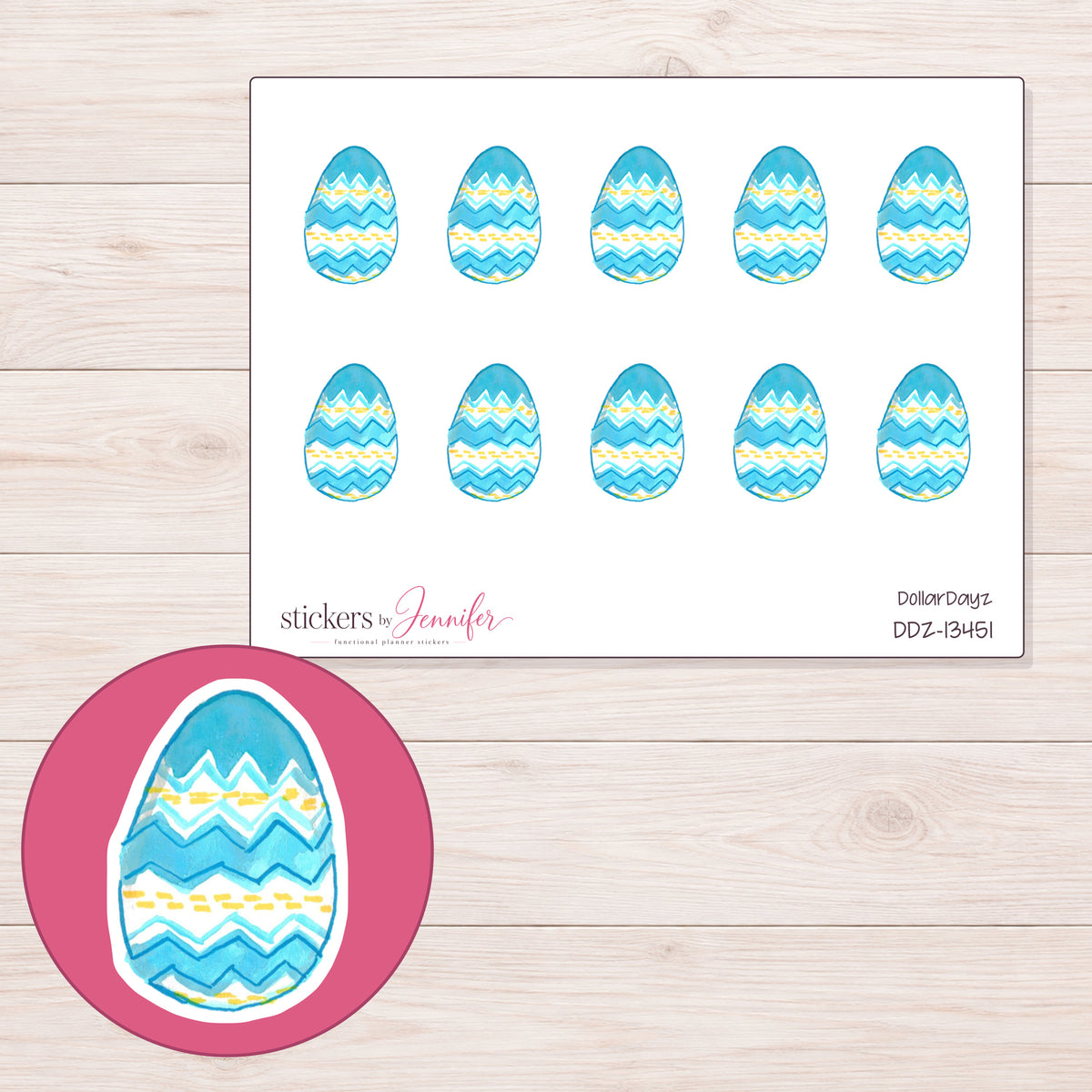 DDZ-13451 planner sticker sheet with enlarged sticker detail