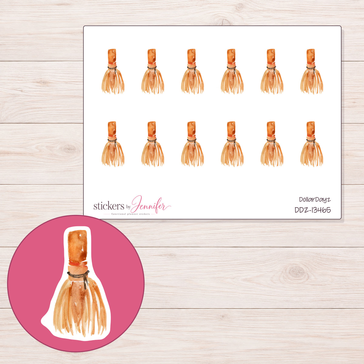 DDZ-13465 planner sticker sheet with enlarged sticker detail