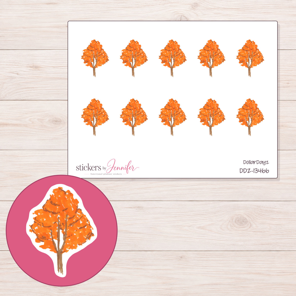 DDZ-13466 planner sticker sheet with enlarged sticker detail