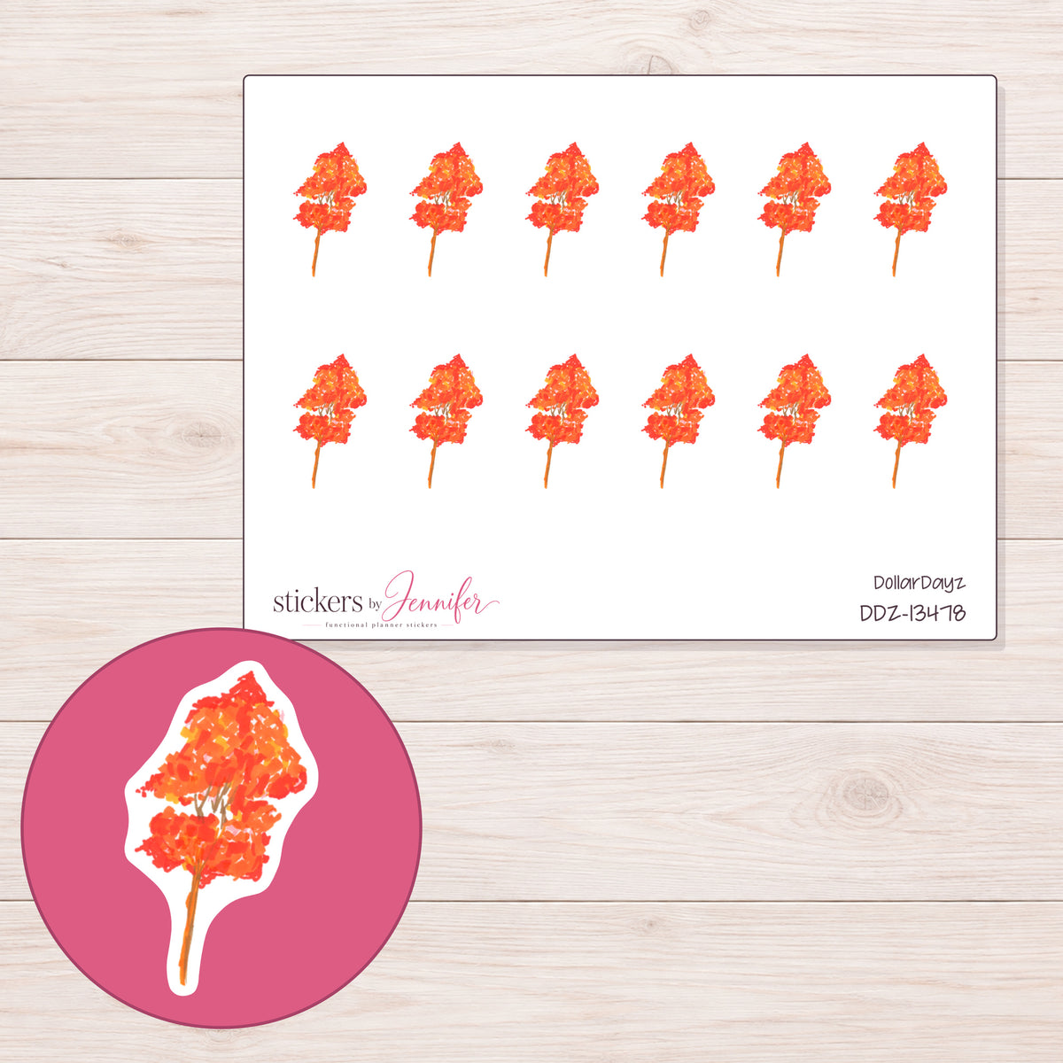 DDZ-13478 planner sticker sheet with enlarged sticker detail