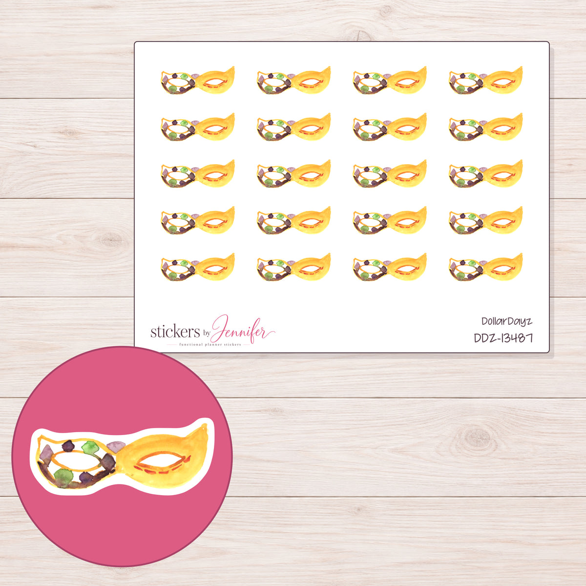 DDZ-13487 planner sticker sheet with enlarged sticker detail