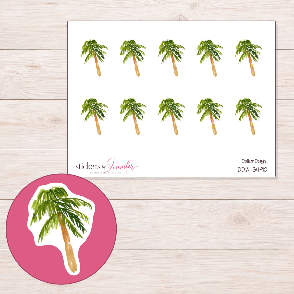 DDZ-13490 planner sticker sheet with enlarged sticker detail
