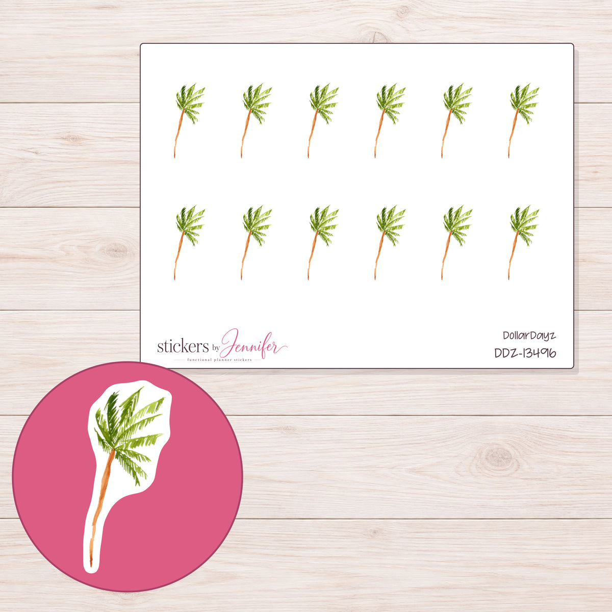 DDZ-13496 planner sticker sheet with enlarged sticker detail
