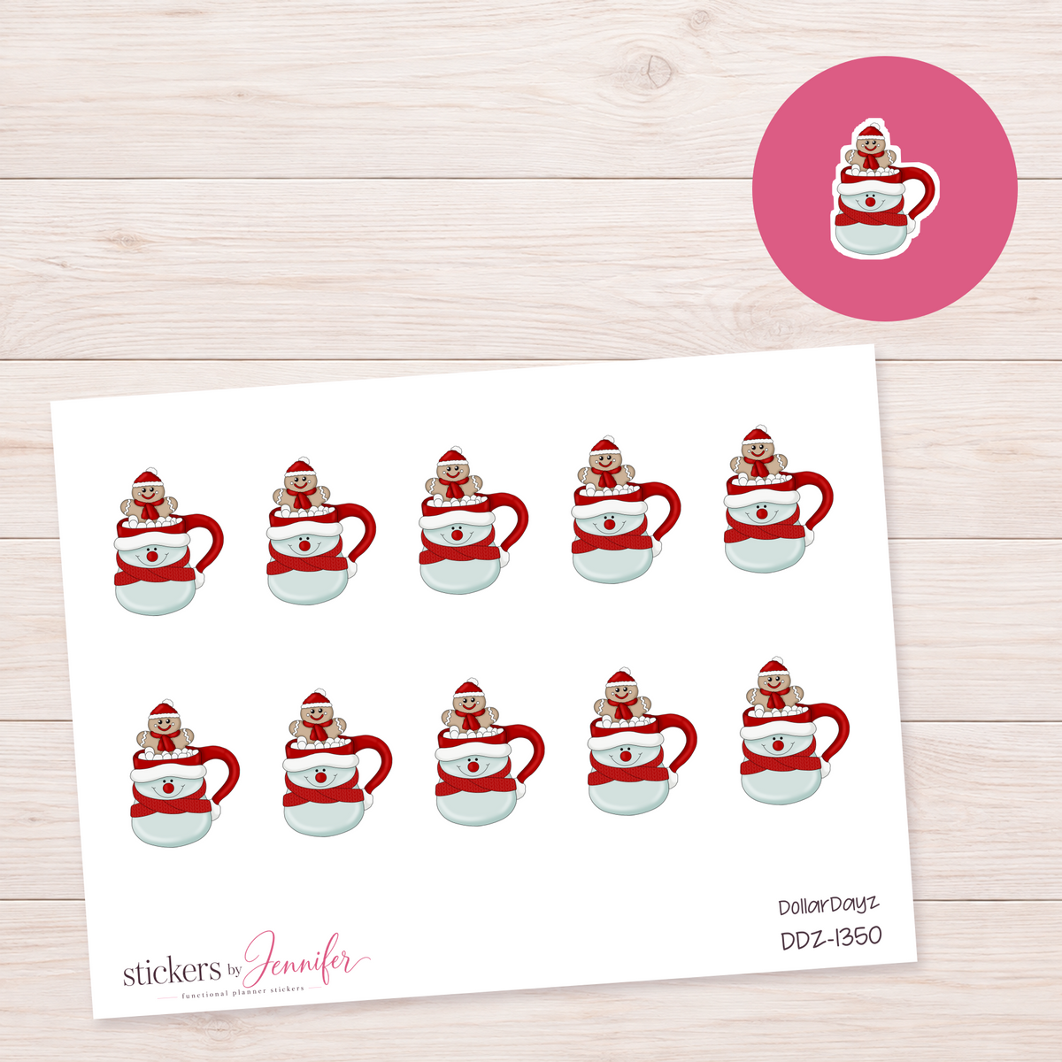 Snowman Cocoa Mug Planner Stickers | DDZ-1350