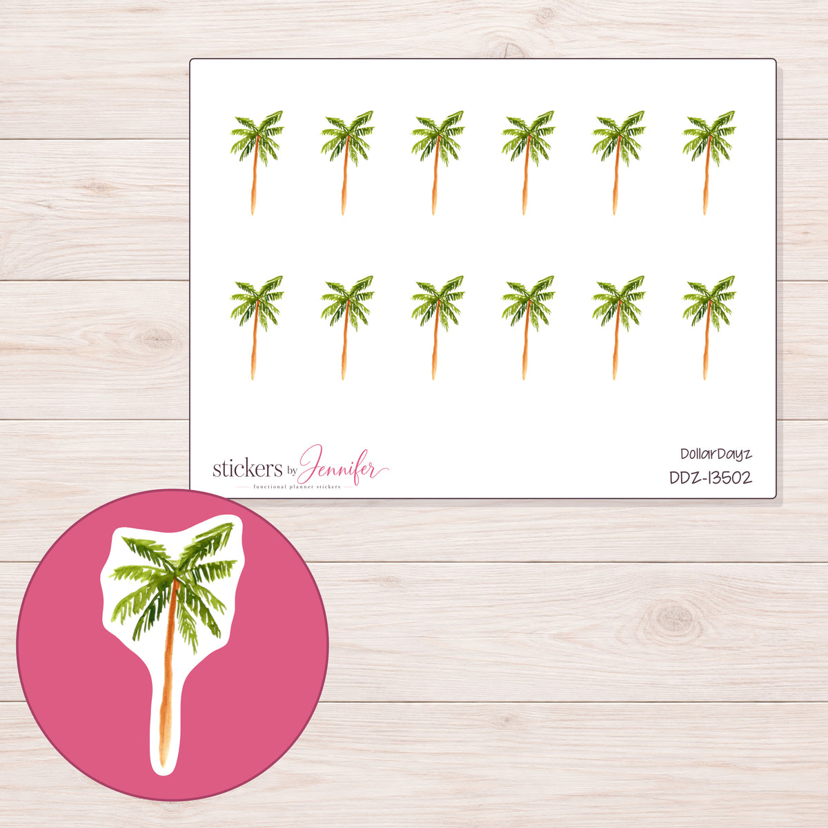 DDZ-13502 planner sticker sheet with enlarged sticker detail