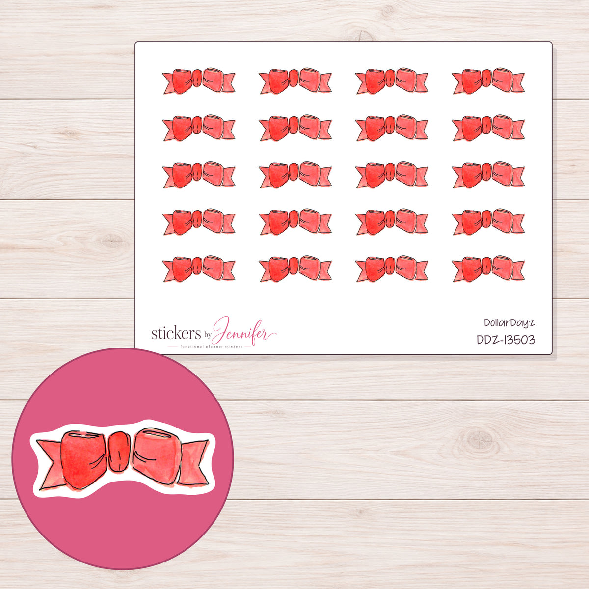 DDZ-13503 planner sticker sheet with enlarged sticker detail