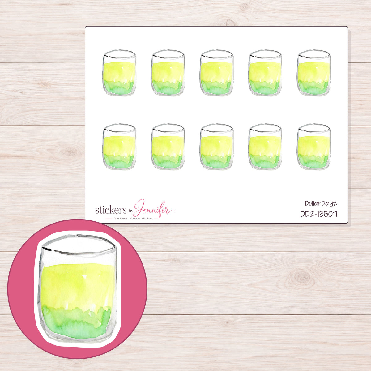 DDZ-13507 planner sticker sheet with enlarged sticker detail