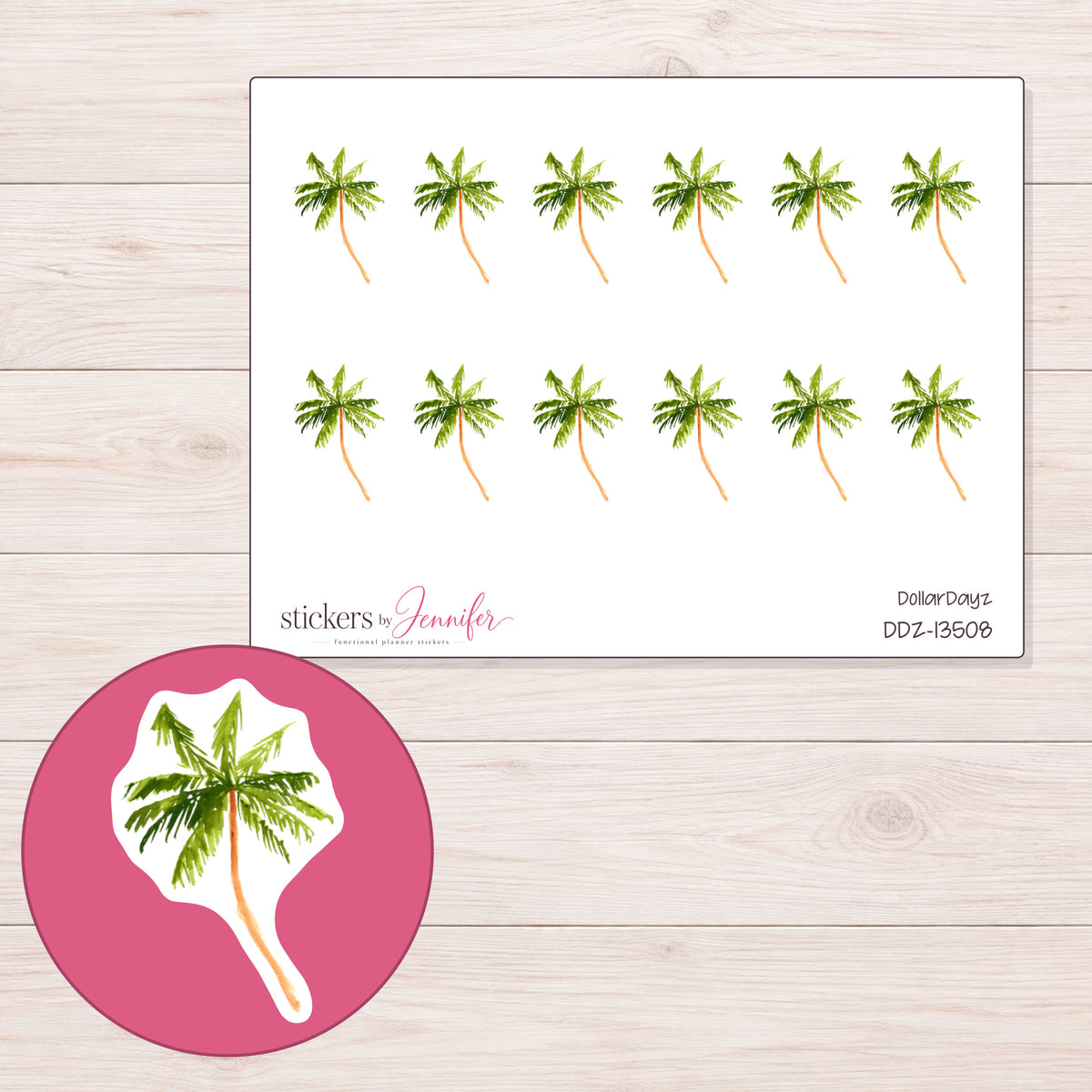 DDZ-13508 planner sticker sheet with enlarged sticker detail