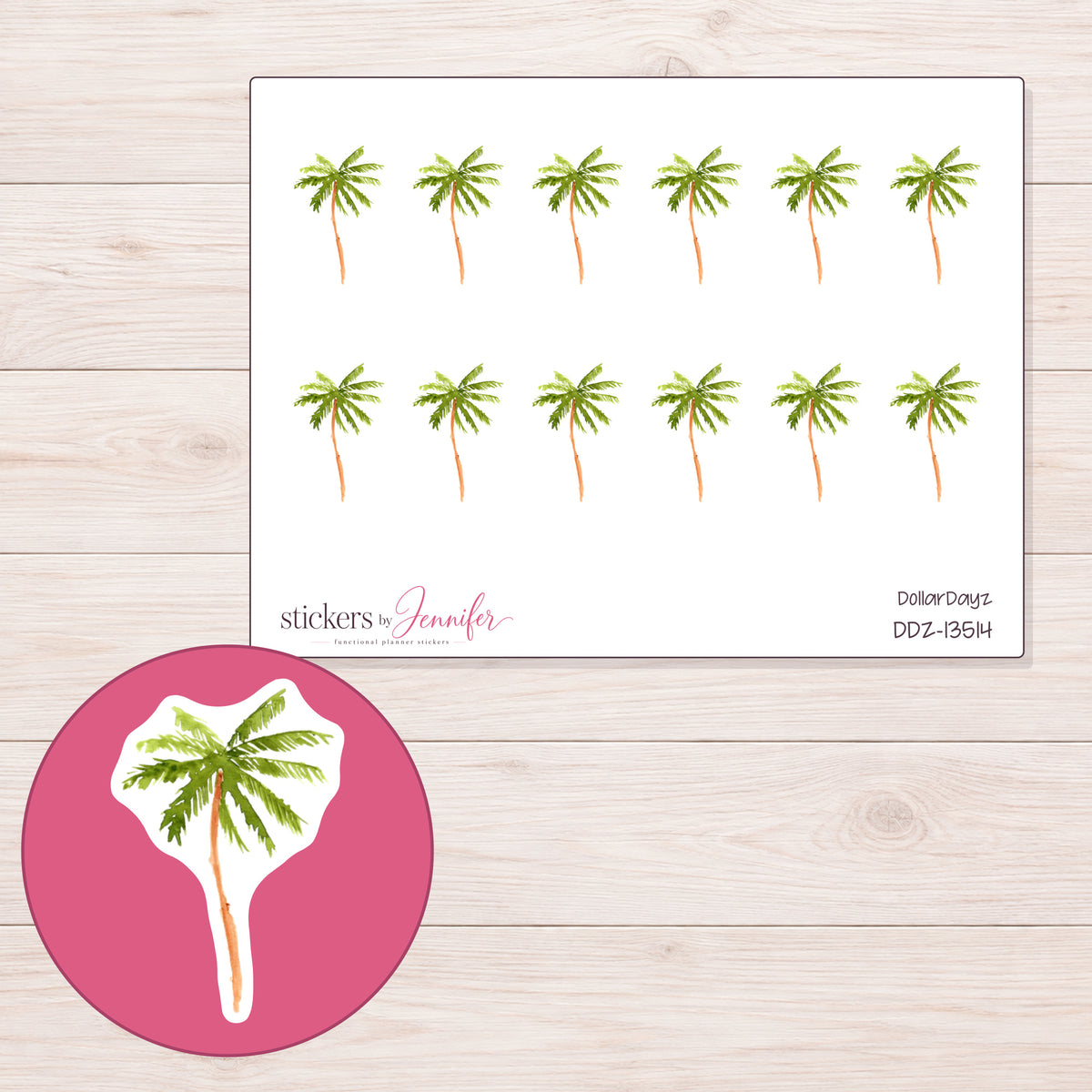 DDZ-13514 planner sticker sheet with enlarged sticker detail