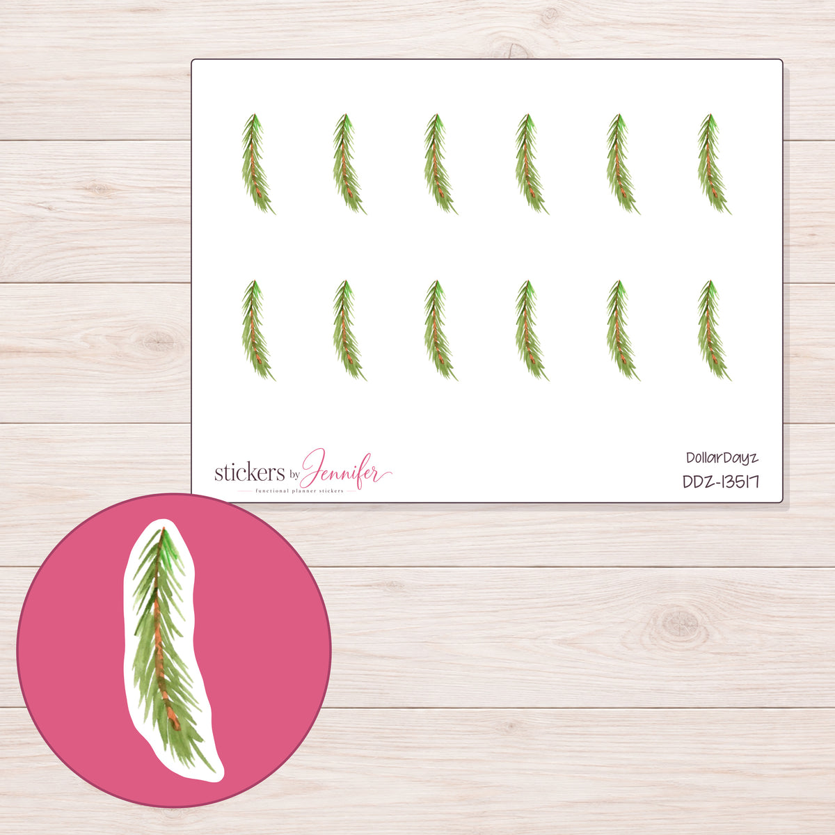 DDZ-13517 planner sticker sheet with enlarged sticker detail