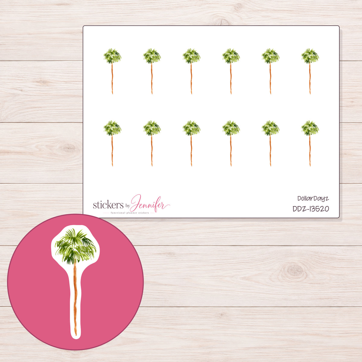 DDZ-13520 planner sticker sheet with enlarged sticker detail