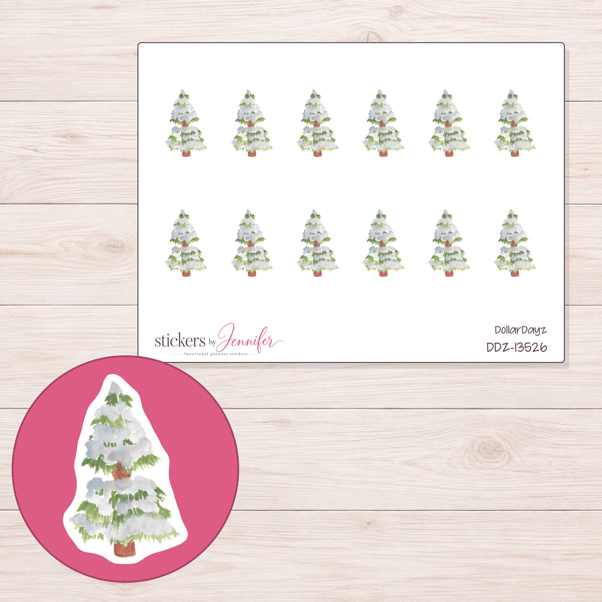DDZ-13526 planner sticker sheet with enlarged sticker detail