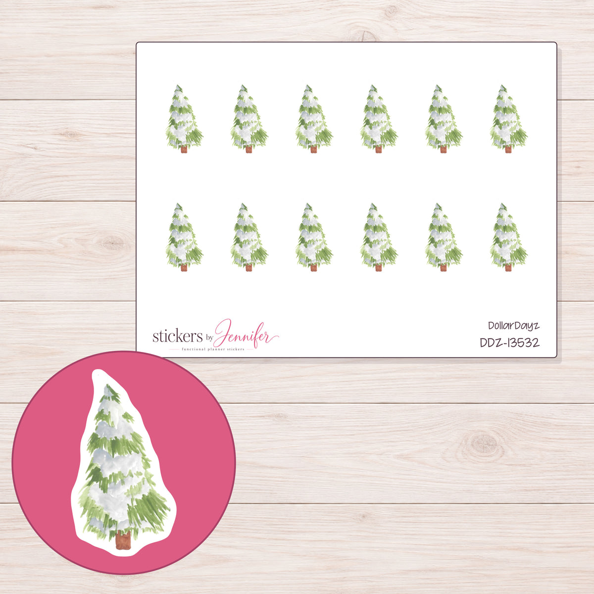 DDZ-13532 planner sticker sheet with enlarged sticker detail