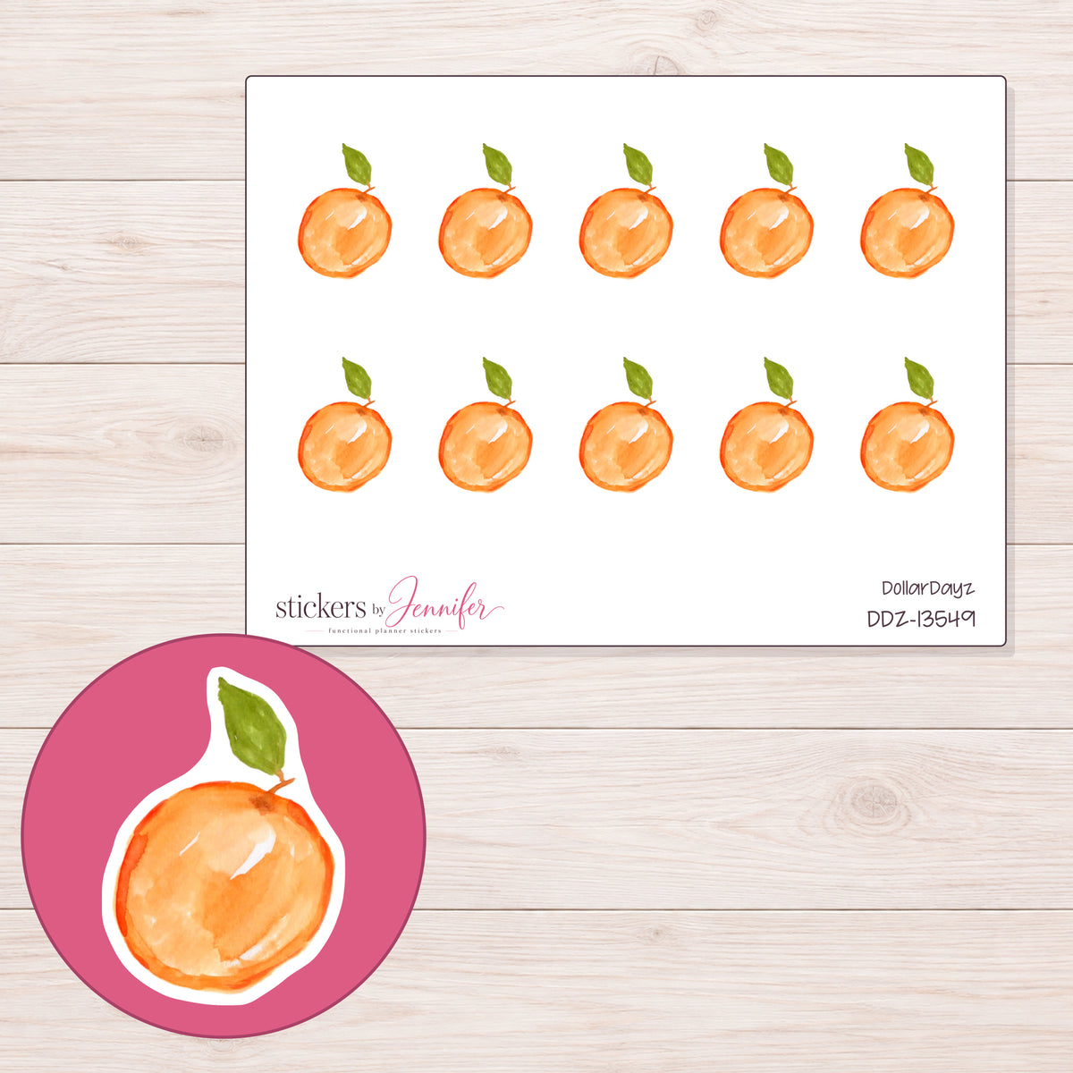 DDZ-13549 planner sticker sheet with enlarged sticker detail