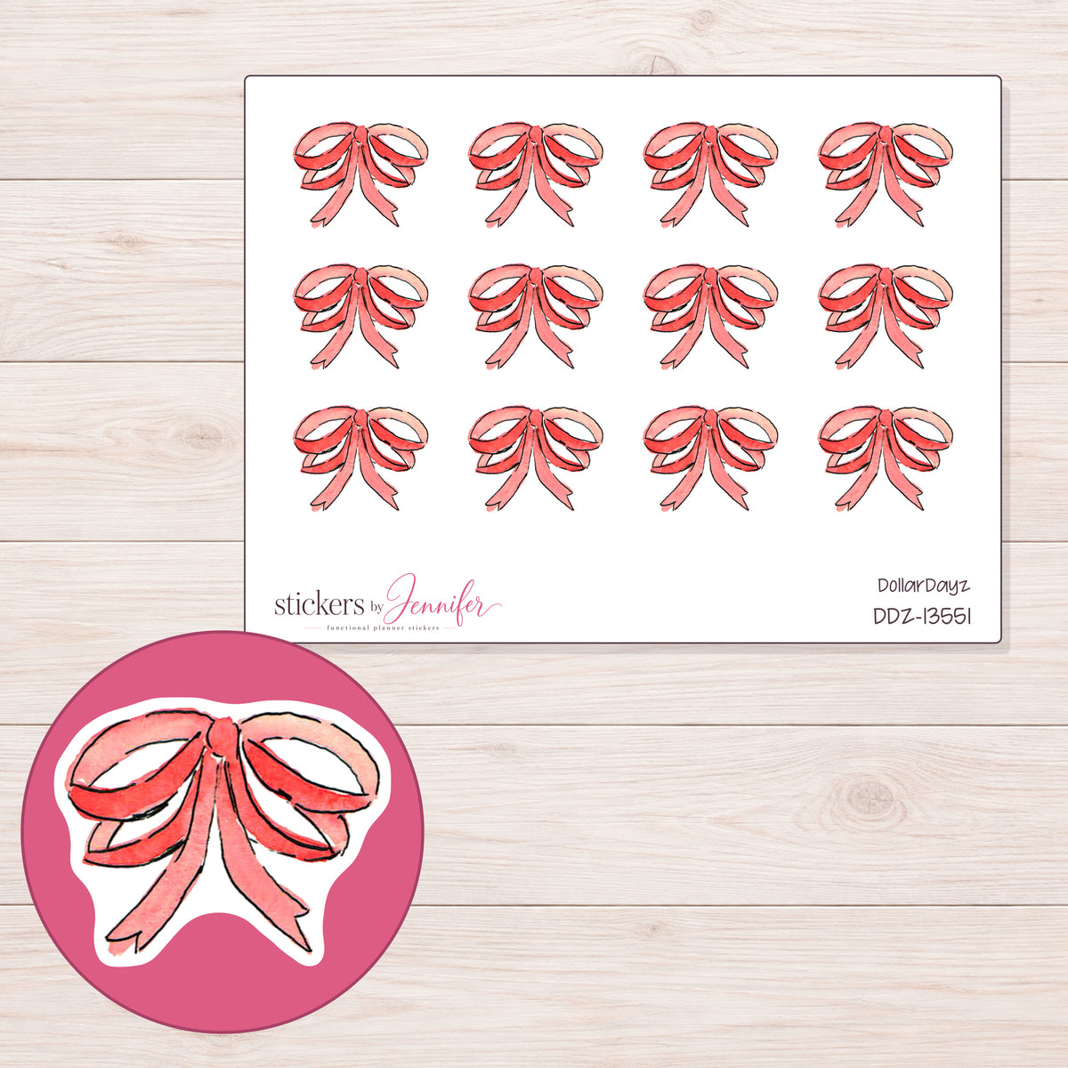 DDZ-13551 planner sticker sheet with enlarged sticker detail