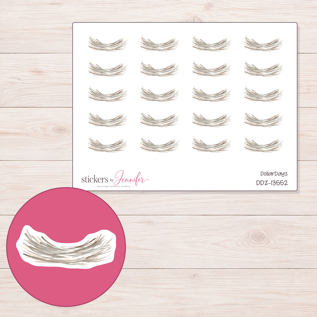 DDZ-13552 planner sticker sheet with enlarged sticker detail