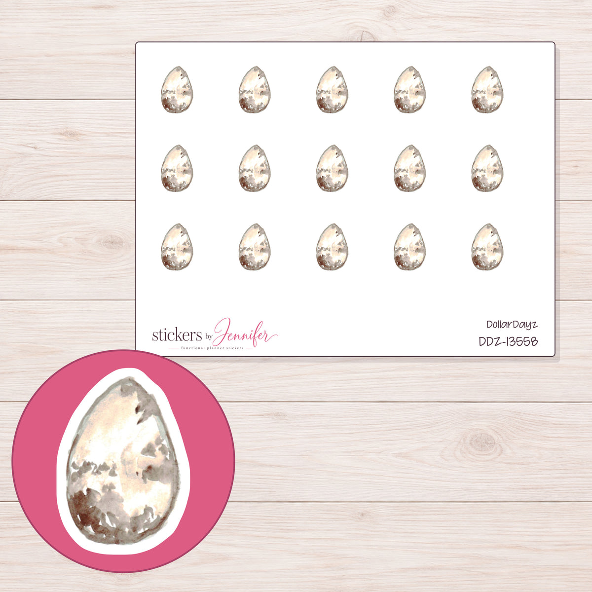 DDZ-13558 planner sticker sheet with enlarged sticker detail
