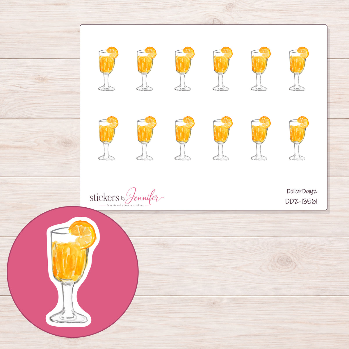 DDZ-13561 planner sticker sheet with enlarged sticker detail