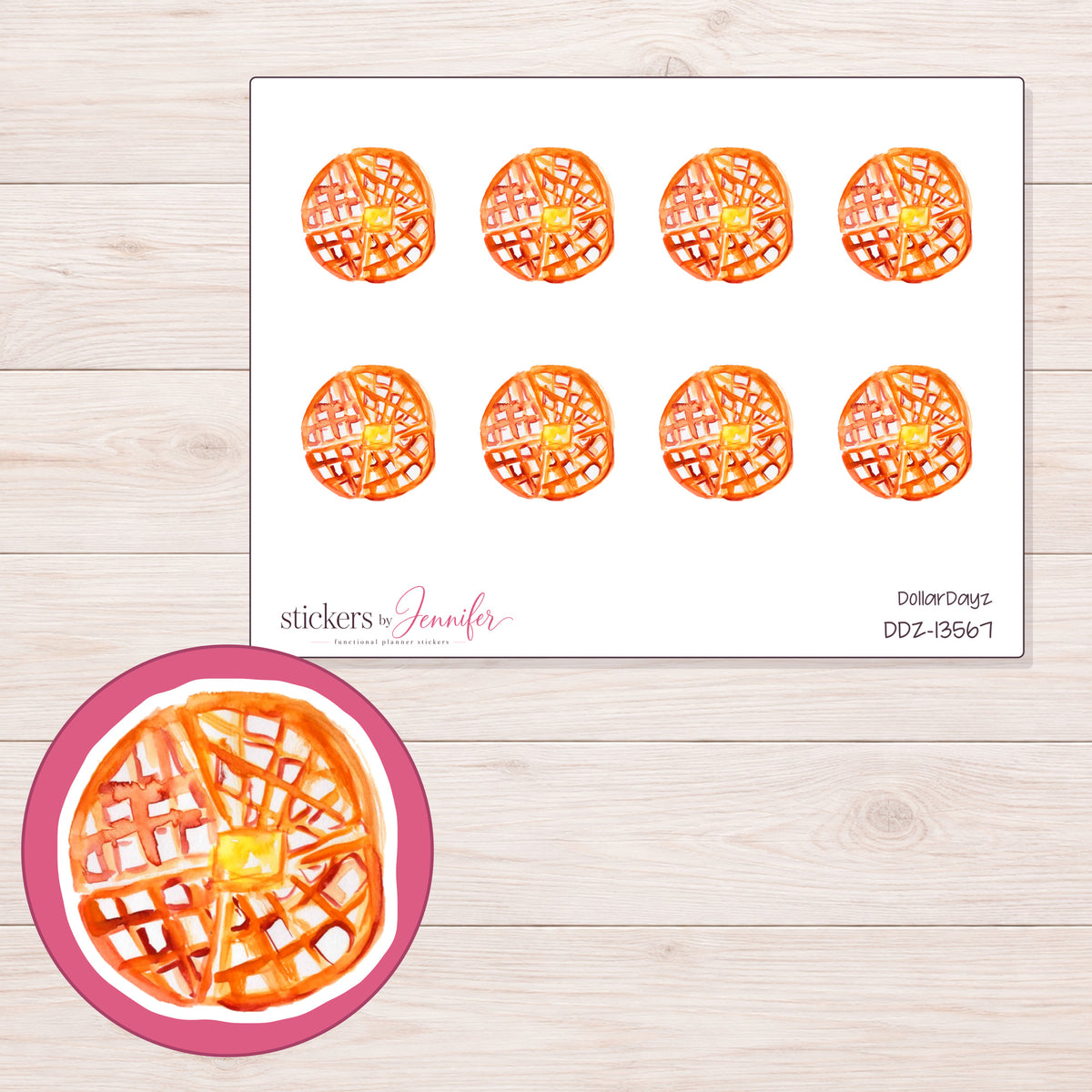 DDZ-13567 planner sticker sheet with enlarged sticker detail