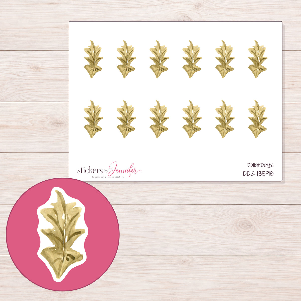 DDZ-13598 planner sticker sheet with enlarged sticker detail